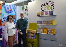 Gerdi van Twillert en Tim Laarman introduceerden bij Riverside International de nieuwste producten van MadeGood: de MadeGood Mornings. Deze zacht gebakken haverrepen zijn er in twee varianten - Chocolate Chip en Blueberry Flavour. "Ze worden heel goed ontvangen", aldus Tim.